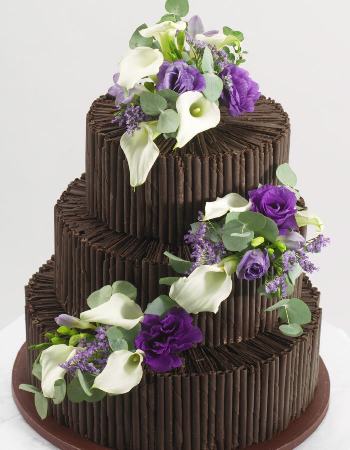 Chocolate And Purple Wedding Cakes